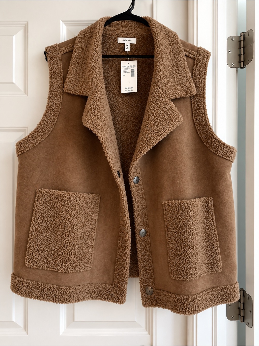 Maurices Brown Faux-Shearling Vest with Patch Pockets